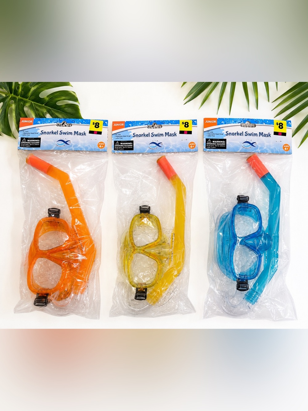 Kids Snorkel Mask Set Lot of 3 Swim Goggles Snorkels Beach Pool Summer